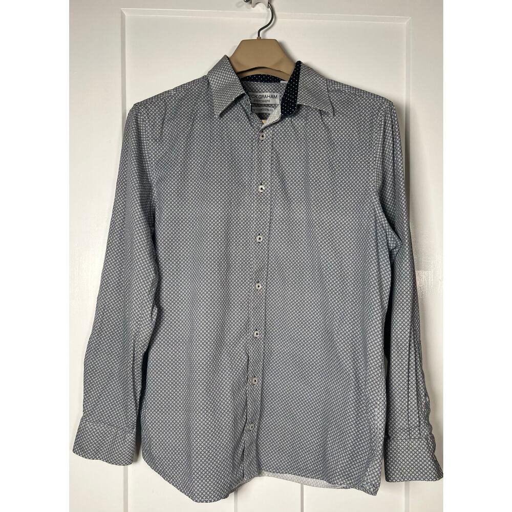 Nick Graham Everywhere Mens Shirt Button Up Size LARGE Black White Long Sleeve